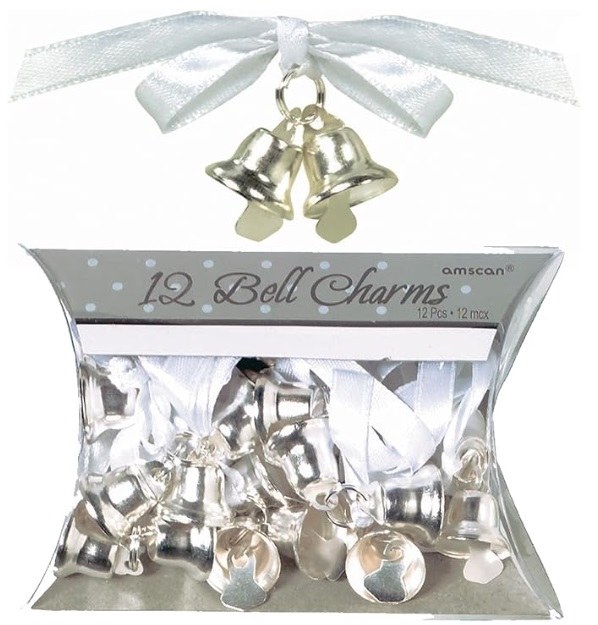 Dbl Bell Charm Favor Slvr
