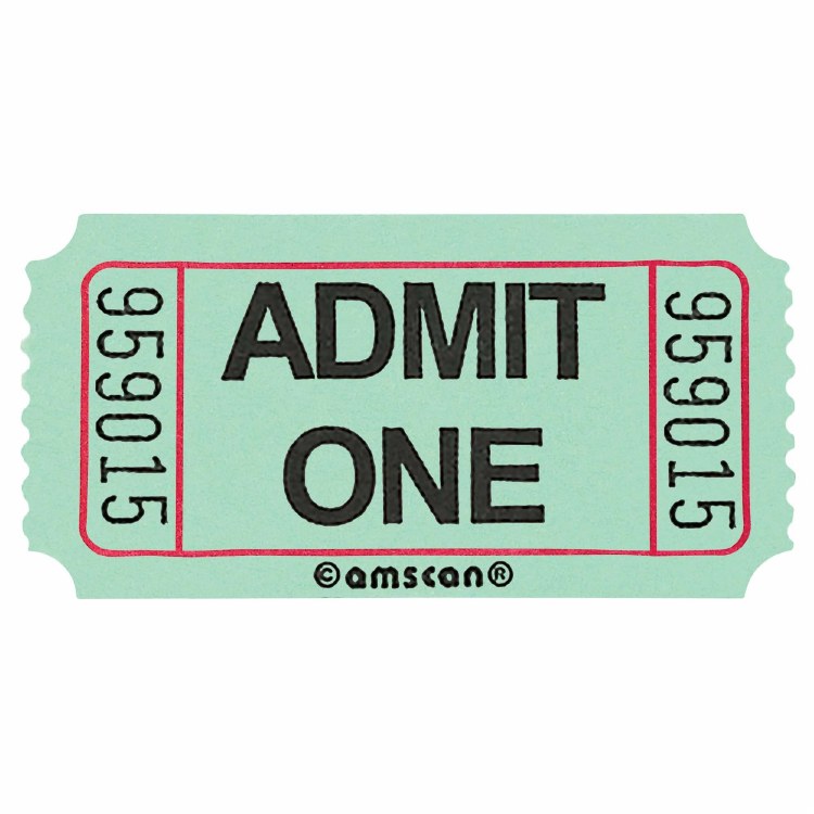 Admit One Ticket Roll Green