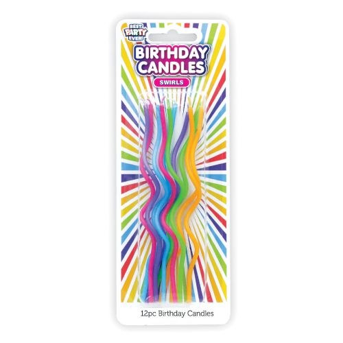 Colorful Tall Swirl Birthday Candles • 12 Count