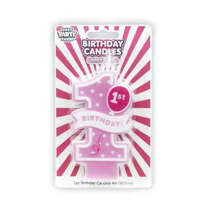 Number 1st Birthday Candle • Pink