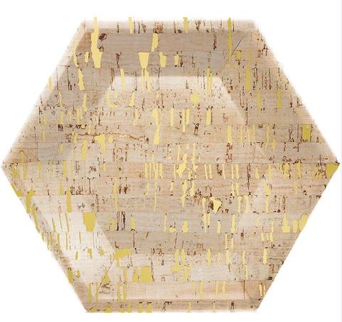 Cork Hex Gold Foil 10" Plates