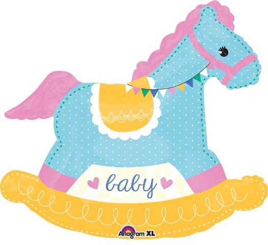 Gender Neutral, Rocking Horse • Jumbo 29" Mylar Helium Balloon