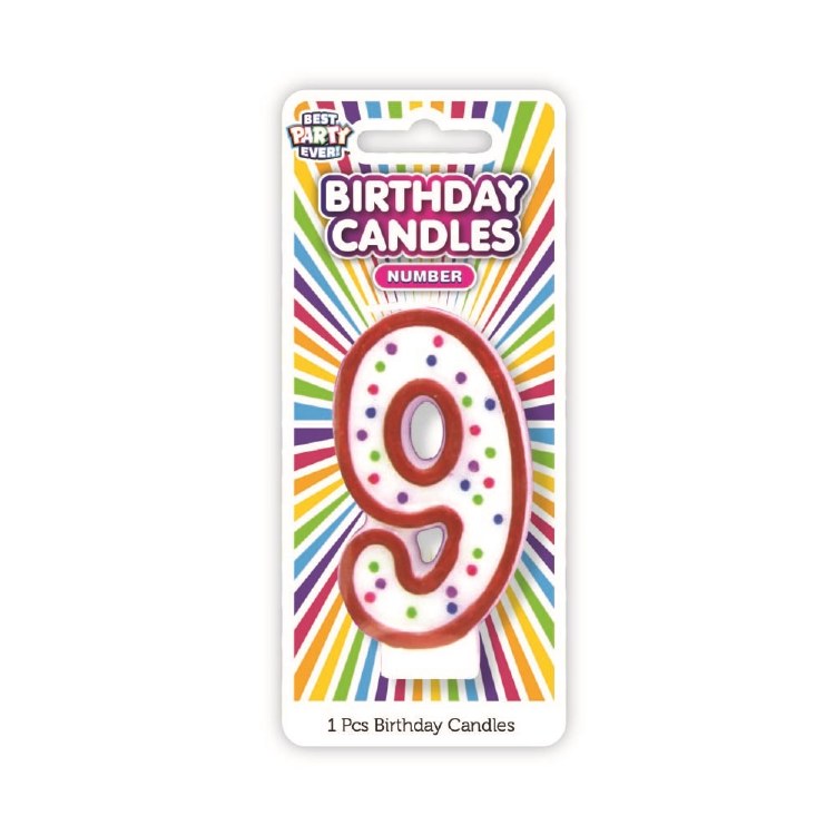 Number 9 Colorful Birthday Candle
