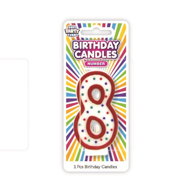 Number 8 Colorful Birthday Candle