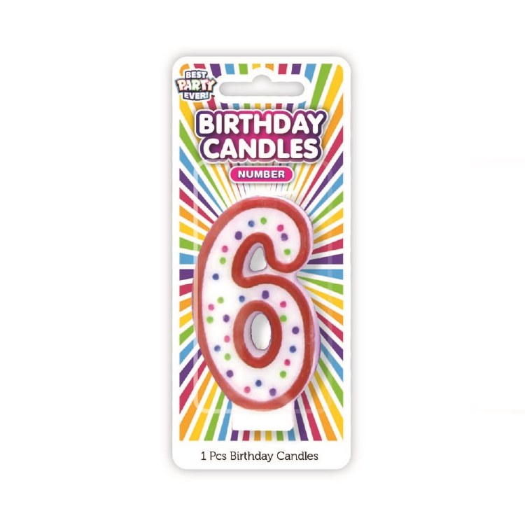 Number 6 Colorful Birthday Candle