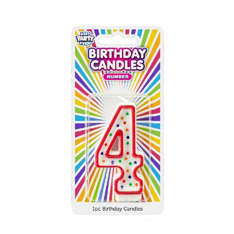 Number 4 Colorful Birthday Candle