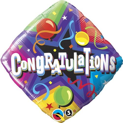 Congratulations, Colorful Diamond • Standard Size 18" Mylar Helium Balloon