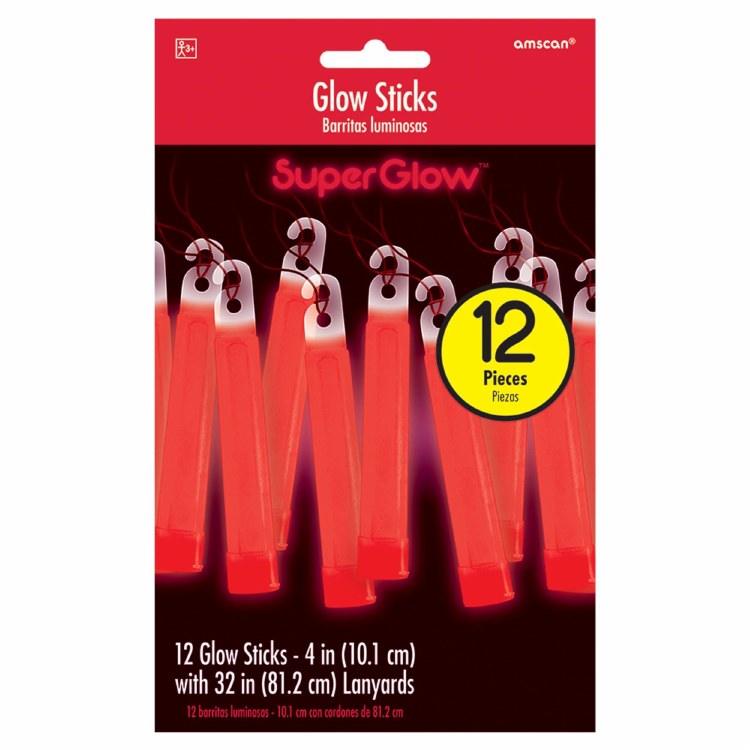 Glo Sticks &amp; Lanyards 12pk Red