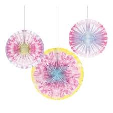 Tie Dye Paper Fans 3pk