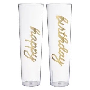 Golden Bday Champagne Glasses