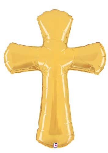 Cross, Gold Shape • Jumbo 44" Mylar Helium Balloon