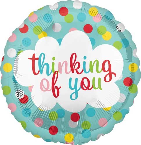 Thinking of You, Colorful Dots • Standard Size 17" Mylar Helium Balloon