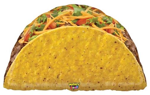 Fiesta, Taco Mighty Shape • Jumbo 32&quot; Plastic, Non Foil Helium Balloon