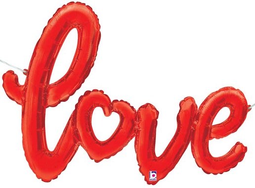 Air Fill Love Script, Red • 47&quot; Mylar Banner/Decoration