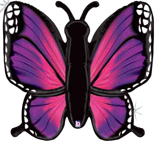 Butterfly, Radiant Holographic Shape Pink &amp; Purple • Jumbo 46&quot; Mylar Helium Balloon