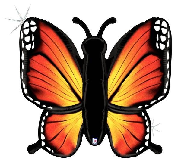 Butterfly, Radiant Holographic  Shape Orange  &amp; Red • Jumbo 46&quot; Mylar Helium Balloon