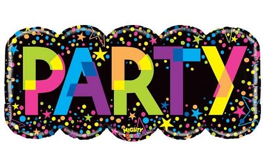 80's/90's Neon Party Shape • Jumbo 38" Mylar Helium Balloon