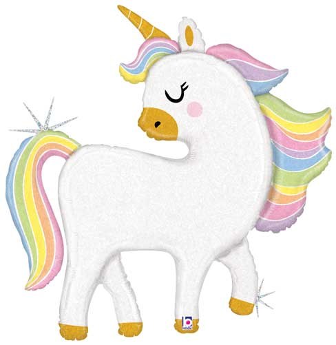 Unicorn, Pastel Holographic Shape • Jumbo 41" Mylar Helium Balloon