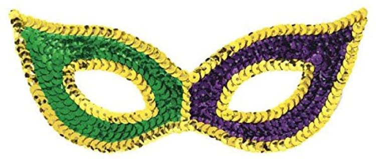 Mask Cat Sequin  Grn/Purp/Gld
