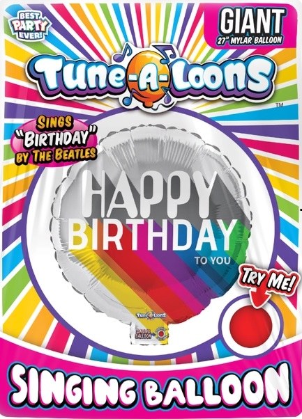 Singing Balloon, "Birthday" by The Beatles • Jumbo 27" Mylar Helium Balloon