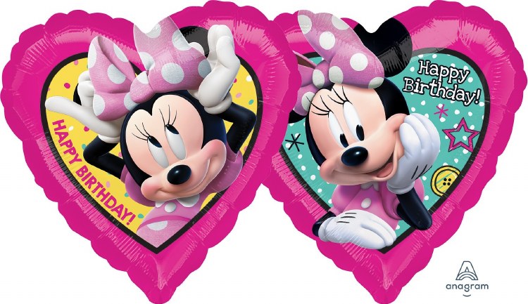 Minnie Mouse • Happy Birthday Heart • 18&quot; Mylar Balloon