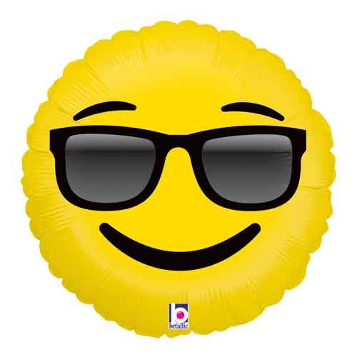 Emoji, Sunglasses • Standard Size 18" Mylar Helium Balloon