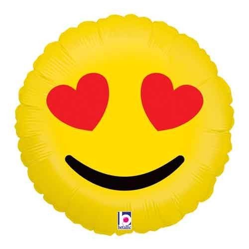 Enoji, Heart Eyes • Standard Size 18&quot; Mylar Helium Balloon