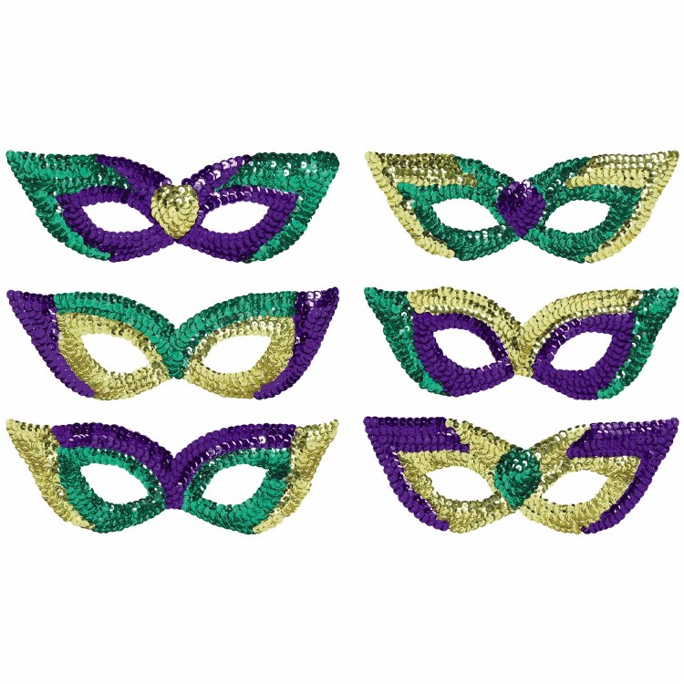 Masks Sequin Mardi Gras 6pk