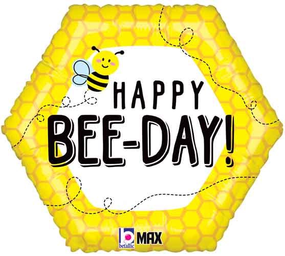 Bee, Happy Bee-Day • Standard Size 18" Mylar Helium Balloon