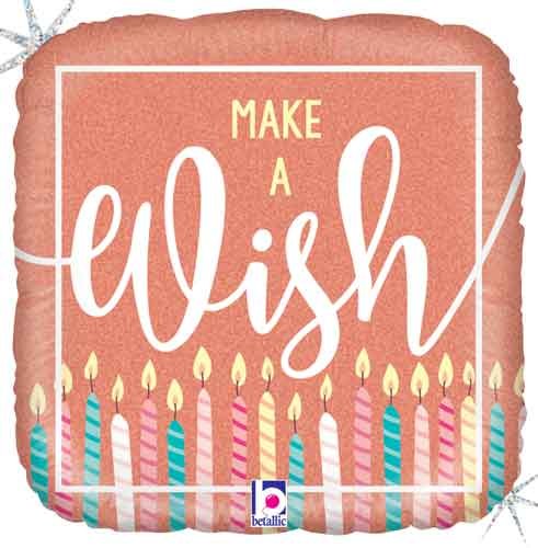 Make A Wish Holographic Standard Size Mylar Helium Balloon 18"