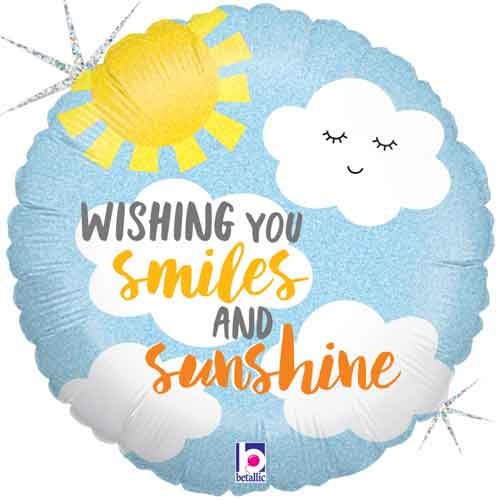 Wishing You Smiles And Sunshine • Standard Size 18" Mylar Helium Balloon