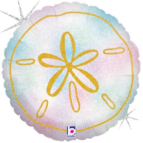 Ocean, Sand Dollar Glitter Round • Standard Size 18" Mylar Helium Balloon