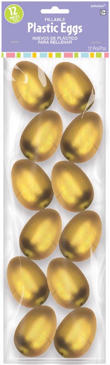 Plastic Eggs Gold 12pk