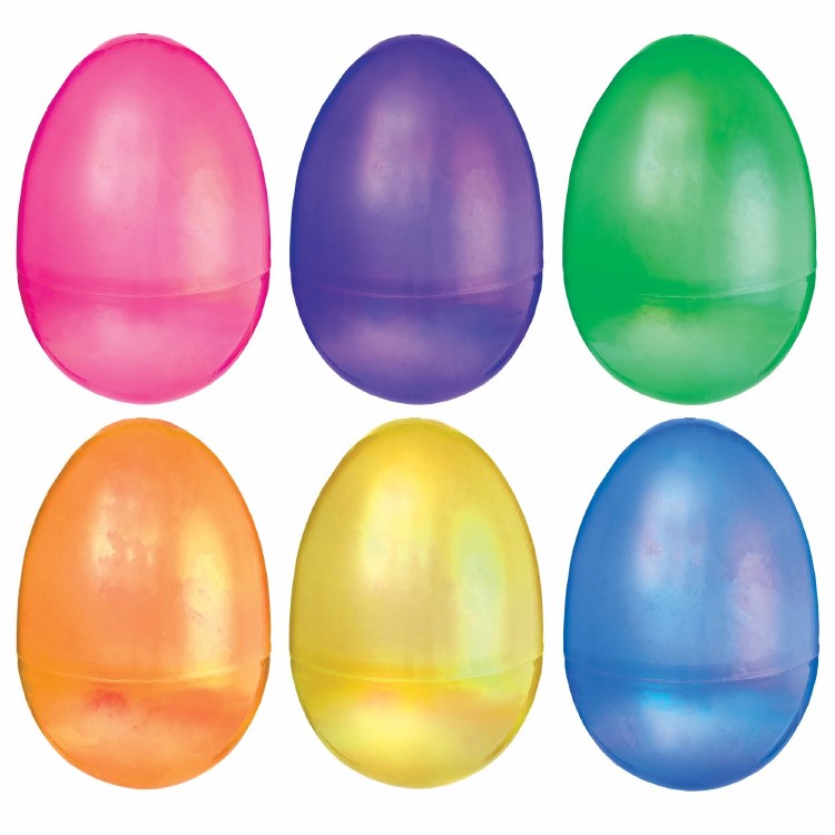 Fillable 3in. Pearlescent Plastic Easter Eggs ~ 6 Count