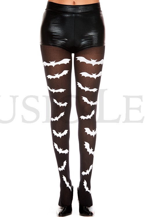 Tights Bat Print Blk/Wht