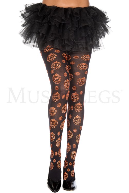 Tights Pumpkin Pattern Blk/Org