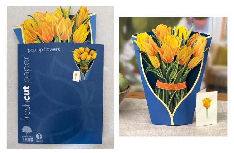 Ready to Ship Pop Up Flowers &amp; Card • Yellow Tulips