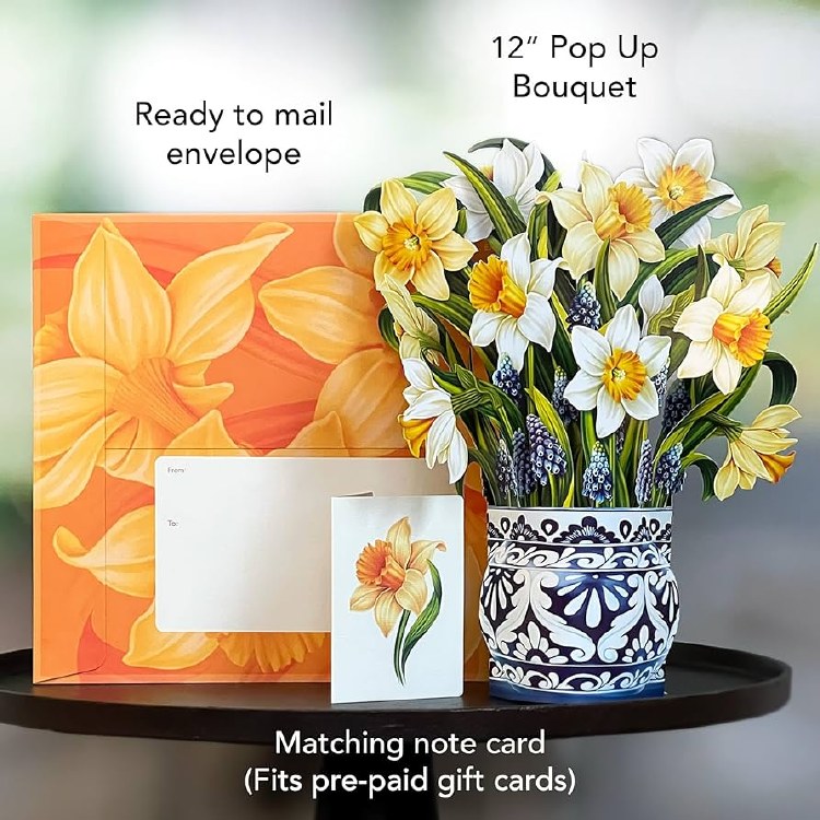 Ready to Ship Pop Up Flowers &amp; Card • Daffodils