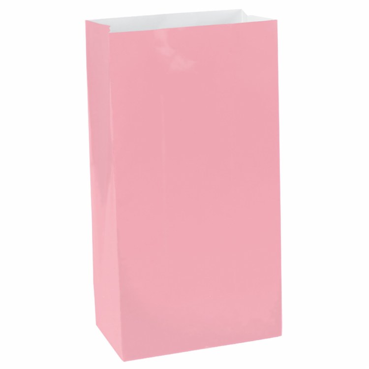 New Pink Paper Loot Bag 12ct