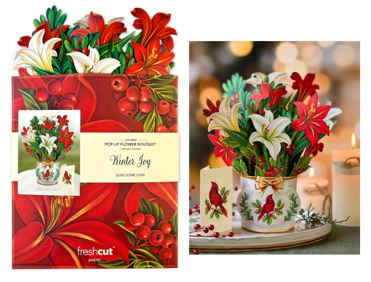 Ready to Ship Pop Up Flowers &amp; Card • Winter Joy