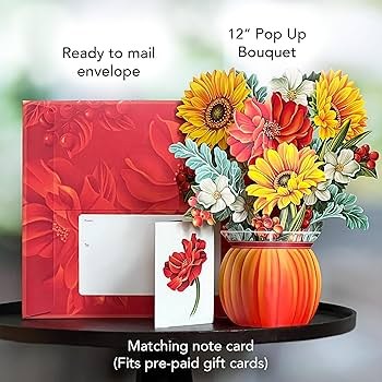 Ready to Ship Pop Up Flowers &amp; Card • Pumpkin Harvest