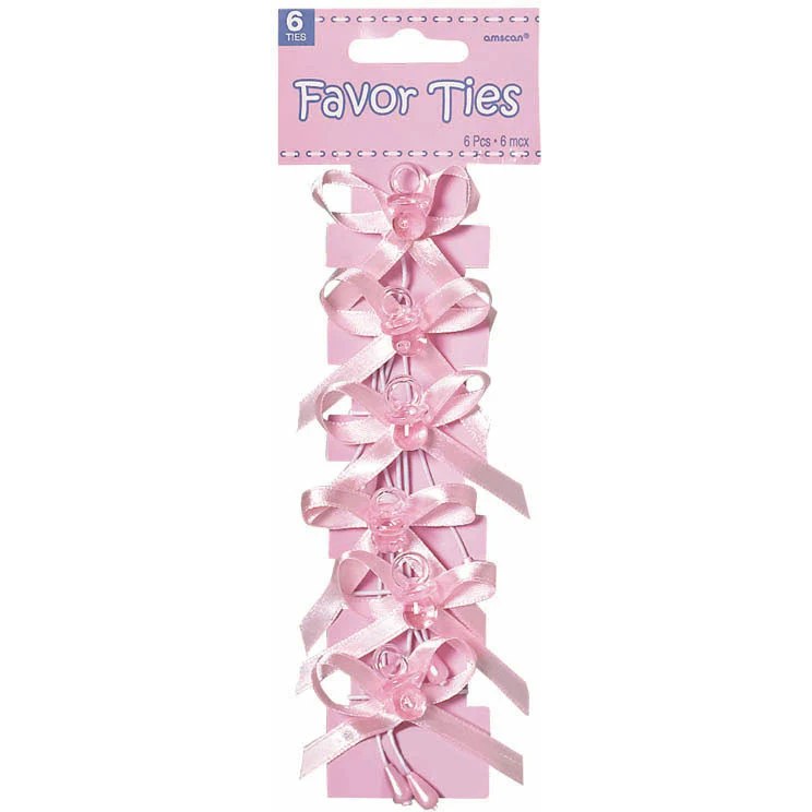 Pacifier Favor Tie Pink