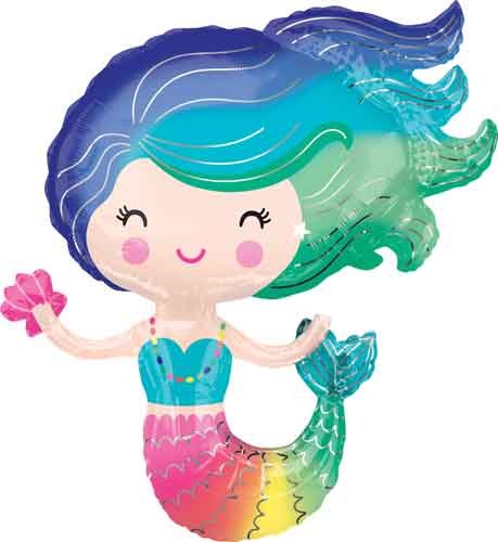 Ocean, Mermaid Colorful Shape • Jumbo 30" Mylar Helium Balloon
