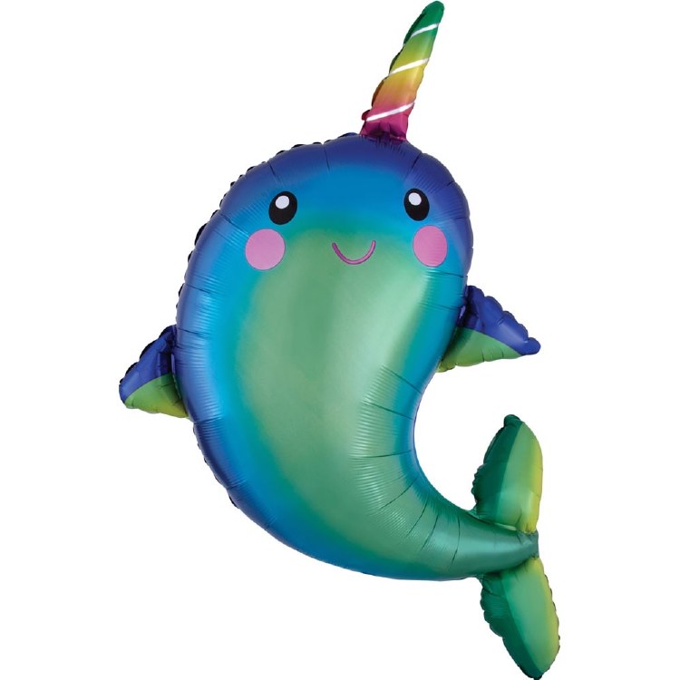 Under The Sea, Narwhal Shape • Jumbo 39" Mylar Helium Balloon