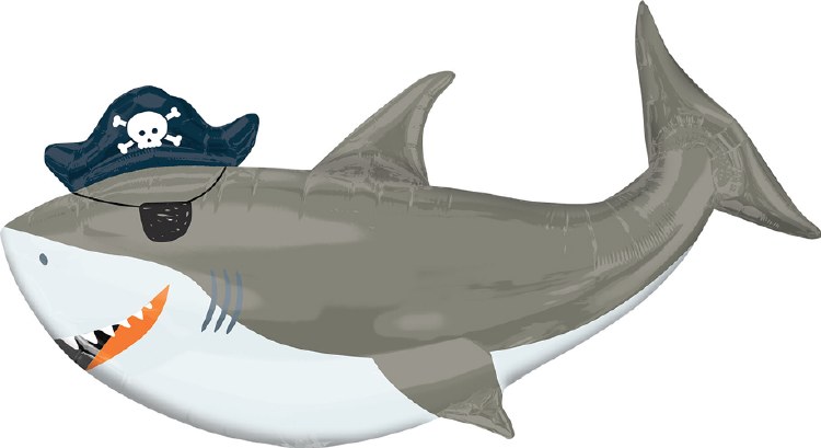 Under The Sea, Shark Shape Pirate • Jumbo 41" Mylar Helium Baloon