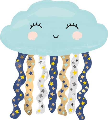 Cloud, Twinkle Shape • Jumbo 30" Mylar Helium Balloon
