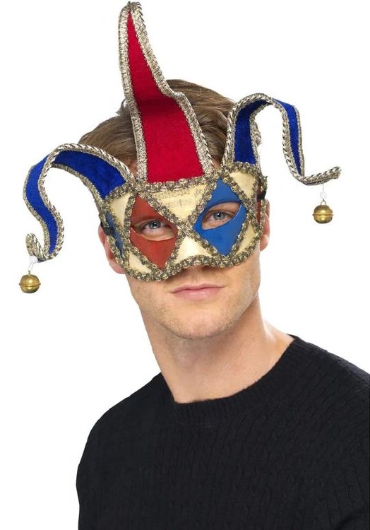 Venetian Jester Mask Red/Blue