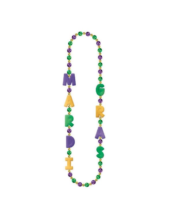 Mardi Gras Letters Beads Necklace