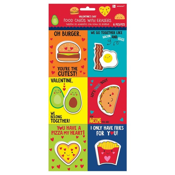 Valentines Cards Food 6pk