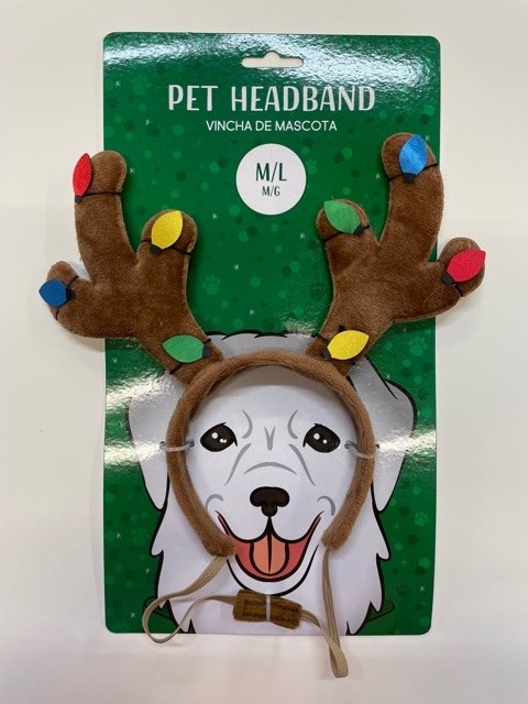 Reindeer Christmas Pet Headband Med/Large